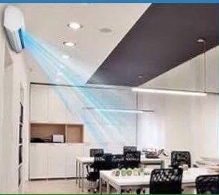 Wall-mounted split system air conditioning installed in a modern interior